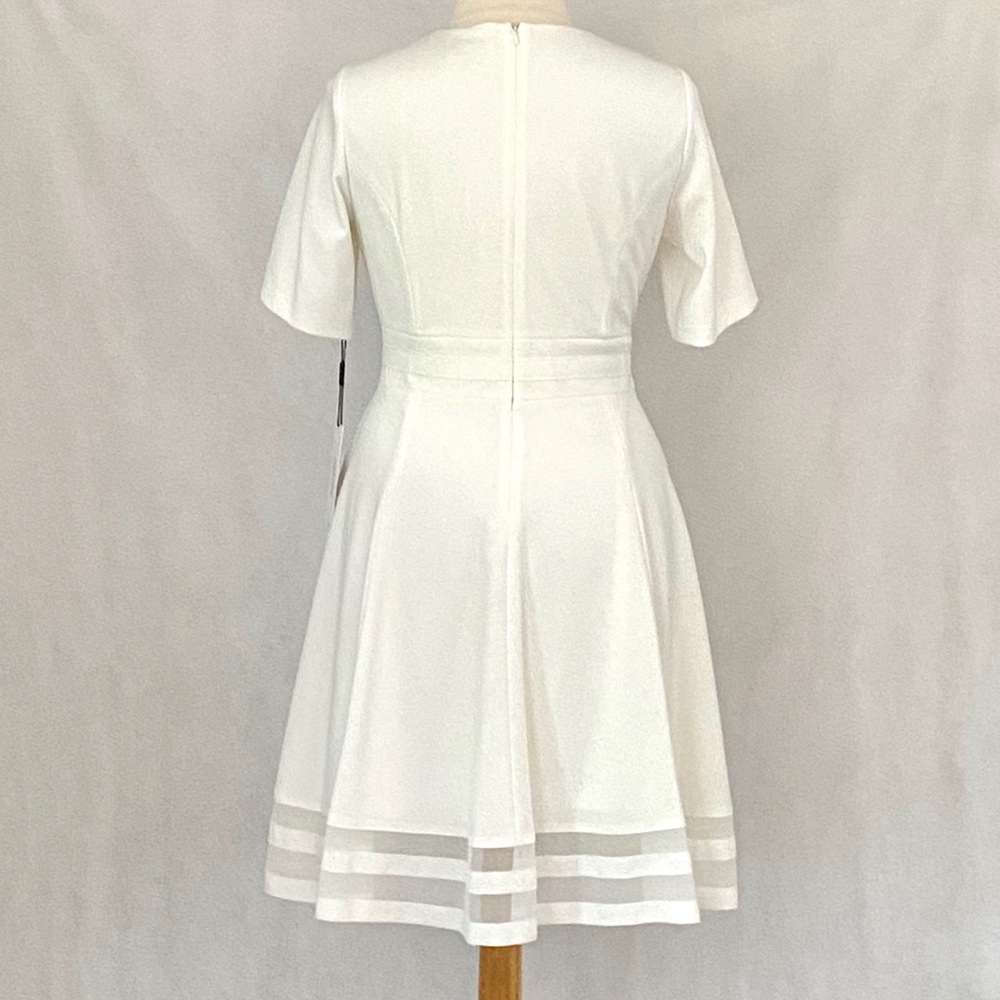Calvin Klein Short Sleeve Ivory Illusion Dress - Picture 7 of 12